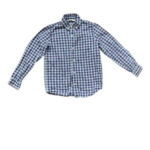 Janie & Jack Linen Connor Navy Plaid Button Down Shirt